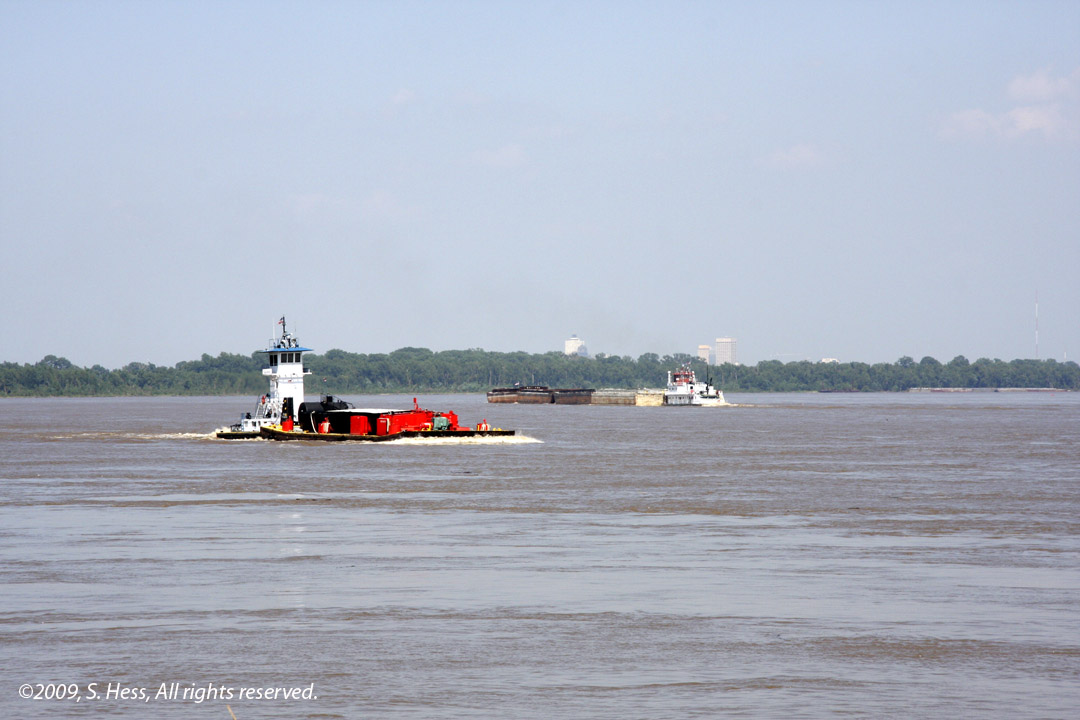 Barges passing on the Mississippi